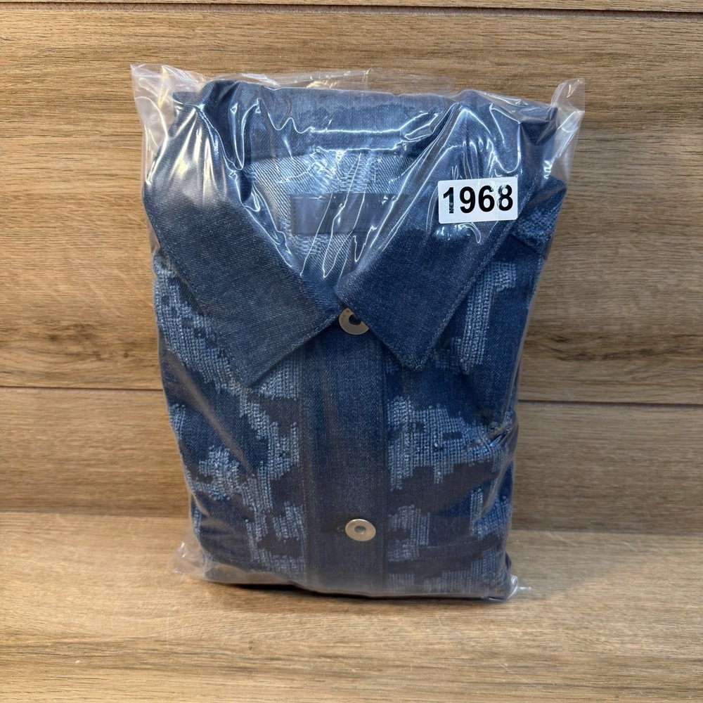 Rag & Bone Concord Indigo Mosaic Floral Contrast Button Denim Jean Jacket Size S - Picture 13 of 13